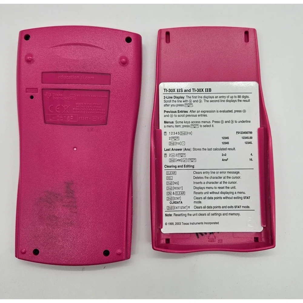 Texas Instruments TI-30X IIS Scientific Calculator Pink 2-Line Displa Case WORKS